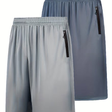 Load image into Gallery viewer, Quick Dry 2pcs Men's Athletic Shorts - Elastic Waistband with Zip Pockets - Basketball Football Activewear
