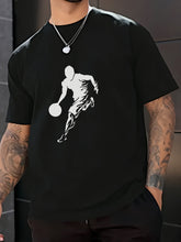 Load image into Gallery viewer, Men's Basketball Print Casual Tee - Breathable Polyester, Crew Neck, Short Sleeve T-Shirt for Casual Attire