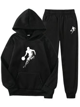 Load image into Gallery viewer, 2pcs Boy's Basketball Player Print Hooded Outfit, Hoodie & Pants Set, Boys Clothes For Daily & Outdoor Wear, As Gift