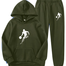 Load image into Gallery viewer, 2pcs Boy's Basketball Player Print Hooded Outfit, Hoodie & Pants Set, Boys Clothes For Daily & Outdoor Wear, As Gift