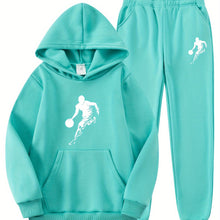 Load image into Gallery viewer, 2pcs Boy's Basketball Player Print Hooded Outfit, Hoodie & Pants Set, Boys Clothes For Daily & Outdoor Wear, As Gift
