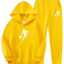 Load image into Gallery viewer, 2pcs Boy's Basketball Player Print Hooded Outfit, Hoodie & Pants Set, Boys Clothes For Daily & Outdoor Wear, As Gift