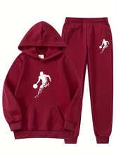 Load image into Gallery viewer, 2pcs Boy's Basketball Player Print Hooded Outfit, Hoodie & Pants Set, Boys Clothes For Daily & Outdoor Wear, As Gift