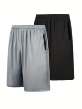 Load image into Gallery viewer, Quick Dry 2pcs Men's Athletic Shorts - Elastic Waistband with Zip Pockets - Basketball Football Activewear
