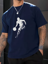 Load image into Gallery viewer, Men's Basketball Print Casual Tee - Breathable Polyester, Crew Neck, Short Sleeve T-Shirt for Casual Attire