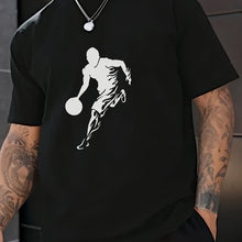 Load image into Gallery viewer, Men's Basketball Print Casual Tee - Breathable Polyester, Crew Neck, Short Sleeve T-Shirt for Casual Attire