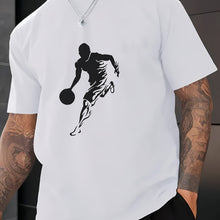 Load image into Gallery viewer, Men's Basketball Print Casual Tee - Breathable Polyester, Crew Neck, Short Sleeve T-Shirt for Casual Attire