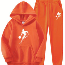 Load image into Gallery viewer, 2pcs Boy's Basketball Player Print Hooded Outfit, Hoodie & Pants Set, Boys Clothes For Daily & Outdoor Wear, As Gift