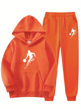 Load image into Gallery viewer, 2pcs Boy's Basketball Player Print Hooded Outfit, Hoodie & Pants Set, Boys Clothes For Daily & Outdoor Wear, As Gift