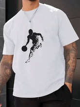 Load image into Gallery viewer, Men&#39;s Basketball Print Casual Tee - Breathable Polyester, Crew Neck, Short Sleeve T-Shirt for Casual Attire