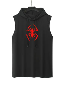 Spider Print Men's Sleeveless Hoodie
