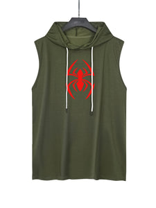 Spider Print Men's Sleeveless Hoodie