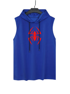 Spider Print Men's Sleeveless Hoodie
