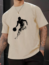 Load image into Gallery viewer, Men&#39;s Basketball Print Casual Tee - Breathable Polyester, Crew Neck, Short Sleeve T-Shirt for Casual Attire