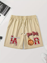 Load image into Gallery viewer, Men&#39;s Casual Basketball-Themed  Shorts - &quot;NEW YORK&quot; &amp; LA Basketball Print