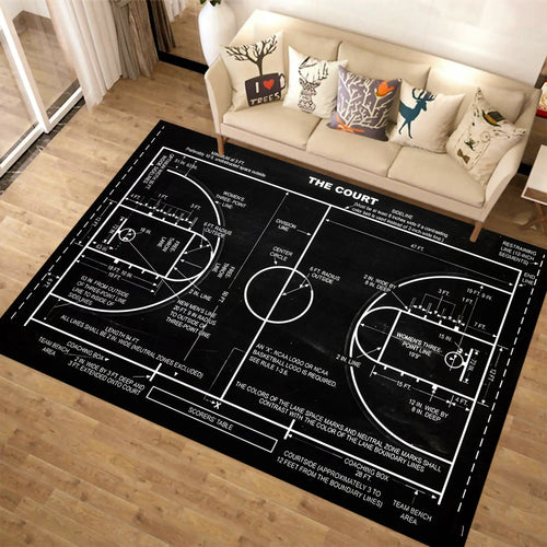 Basketball Court Black Rug - Bedroom