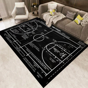 Basketball Court Black Rug - Bedroom