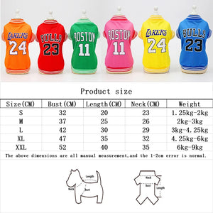 Pet Dog Basketball Jersey - various sizes/colours