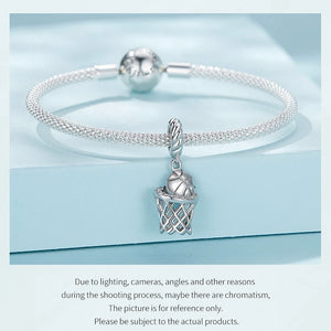 Sterling Silver Basketball Sports Charm