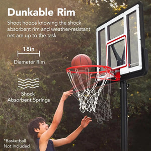 Basketball Hoop, 7.5-10ft Height Adjustable w/Shock Absorbent Rim