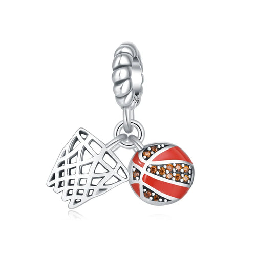 Sterling Silver Basketball & Hoop Charm/Pendent