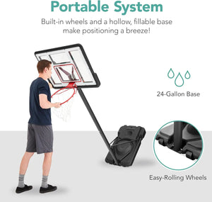 Basketball Hoop, 7.5-10ft Height Adjustable w/Shock Absorbent Rim