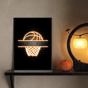Modern Basketball Posters and Prints Neon
