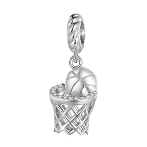 Sterling Silver Basketball Sports Charm