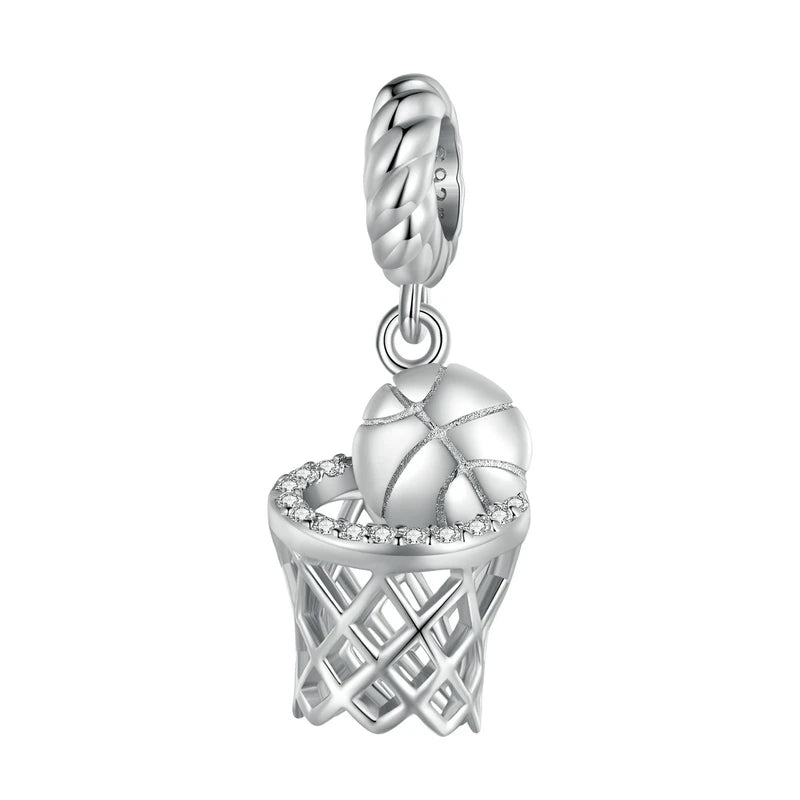 Sterling Silver Basketball Sports Charm