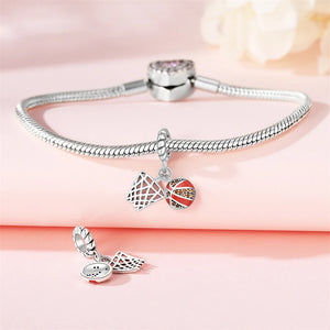Sterling Silver Basketball & Hoop Charm/Pendent