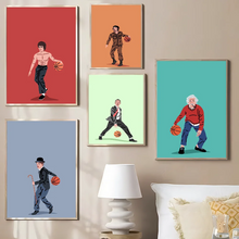 Load image into Gallery viewer, Set of five framed artworks of a man playing basketball in different poses on a wall.