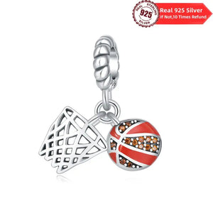 Sterling Silver Basketball & Hoop Charm/Pendent