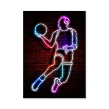 Load image into Gallery viewer, Abstract Neon Light Effect Basketball Posters Prints