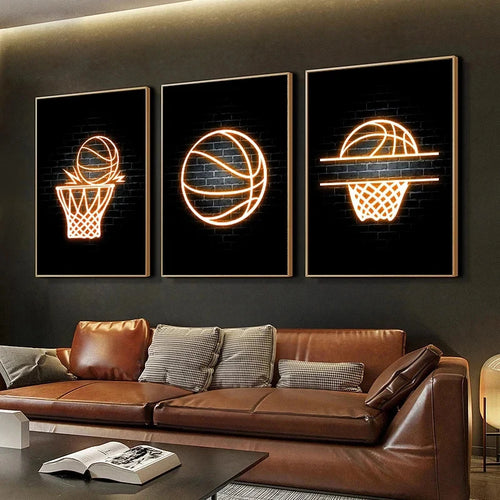 Modern Basketball Posters and Prints Neon