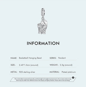 Sterling Silver Basketball Sports Charm