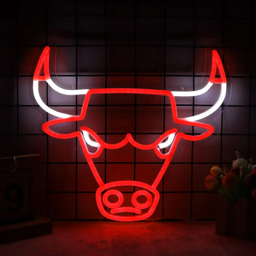 Red LED Bulls Neon Sign