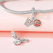 Load image into Gallery viewer, Sterling Silver Basketball &amp; Hoop Charm/Pendent