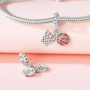 Sterling Silver Basketball & Hoop Charm/Pendent