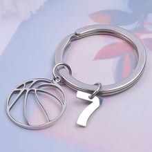 Load image into Gallery viewer, Number Charm Hollow Basketball Pendant Keyring Stainless Steel
