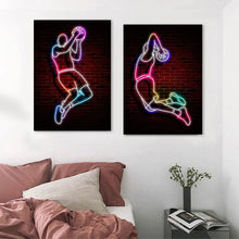 Load image into Gallery viewer, Abstract Neon Light Effect Basketball Posters Prints