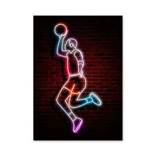Load image into Gallery viewer, Abstract Neon Light Effect Basketball Posters Prints