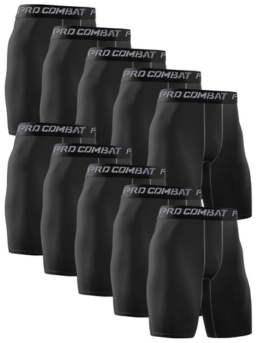 10pcs High-Performance Mens Compression Sports Boxer Briefs - Ultra Breathable, Quick-Drying, High-Stretch Shorts for Outdoor Fitness, Running, Basketball, and Training - Polyester and Elastane Blend, Solid Color, Knit Fabric
