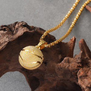 1pc Punk Hip-hop Rock Sports Style Solid Basketball Necklace Tide Men's Titanium Steel Pendant Couple Pendant