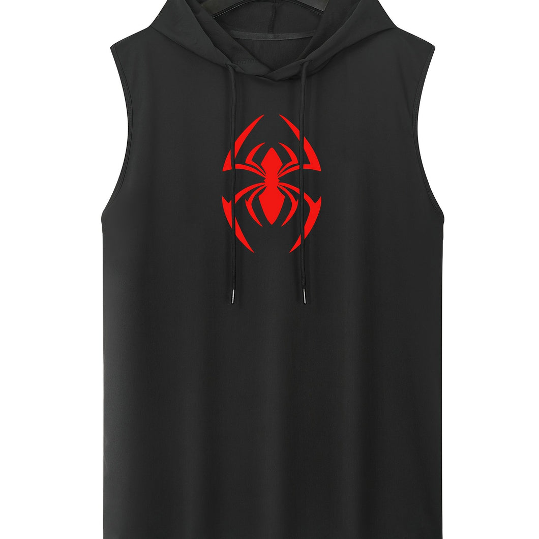 Spider Print Men's Sleeveless Hoodie