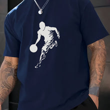 Load image into Gallery viewer, Men&#39;s Basketball Print Casual Tee - Breathable Polyester, Crew Neck, Short Sleeve T-Shirt for Casual Attire