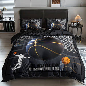 3pcs Sports Basketball Duvet Cover Set (1 Duvet Cover + 2 Pillowcase Without Pillow Insert)